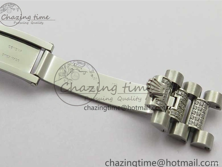 MiroTime 0309 SmoothTexture Day-Date 36mm 128239 SS Crystal BP Best Edition Black MOP Crystal Marker Dial on SS President Bracelet A 2681